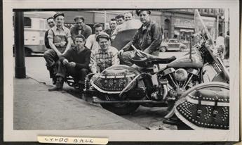 (MOTORCYCLE RACES--PITTSBURGH) Album entitled Motorcycle by R.L. Brethaner with more than 90 photographs, including riders preparing fo